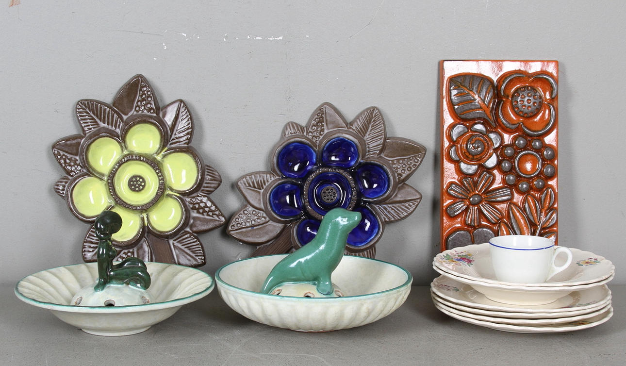 KERAMIKFÖREMÅL, 14 delar, bl.a. Ekeby.