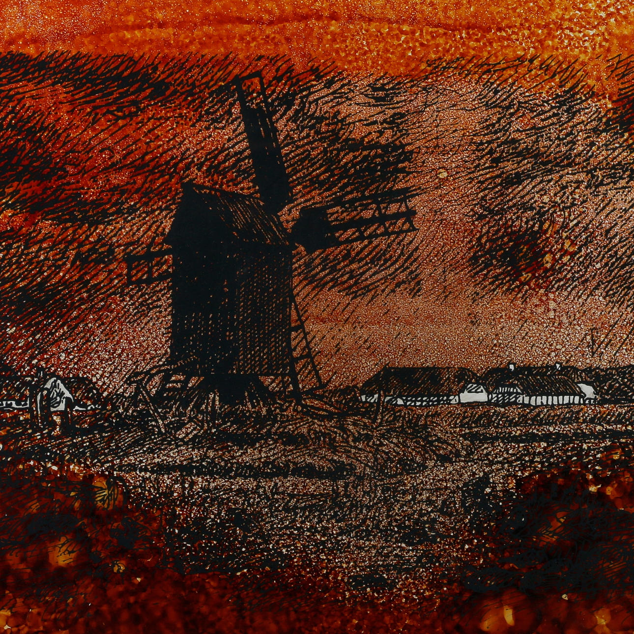ALLAN FRANK. Lithograph, windmill, signed and dated 1982 on the back.