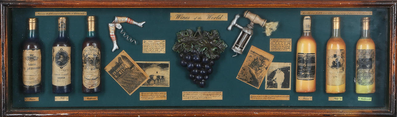 CABINET/DIORAMA, Wine bottles.