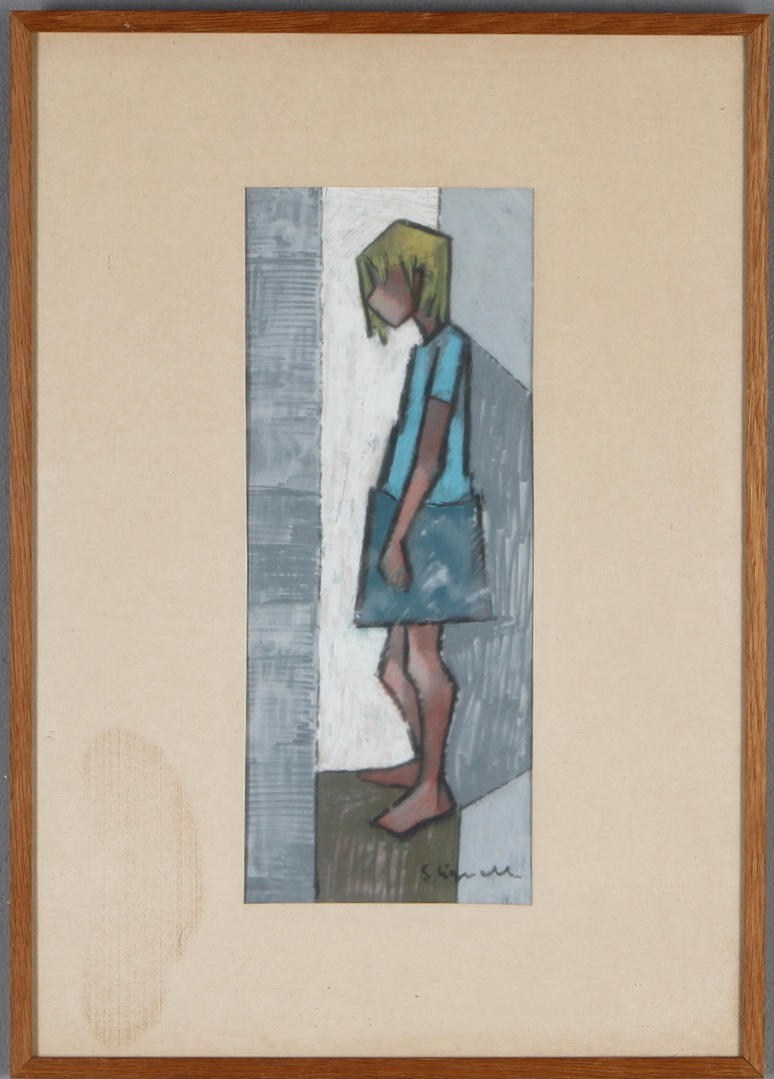 SVEN LIGNELL. Figurkomposition, blandteknik, signerad.