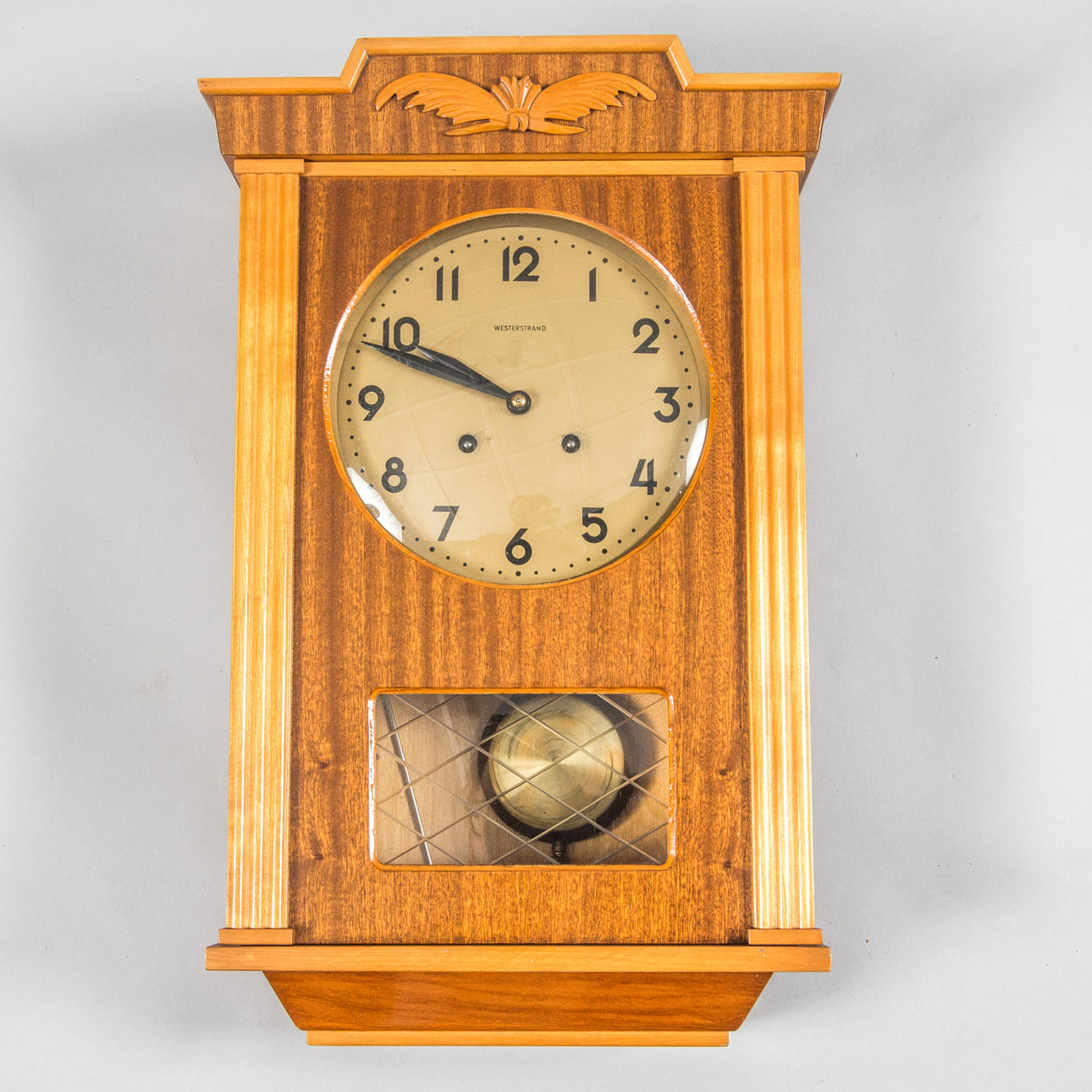 WALL CLOCK, Westerstrand, mahogany, 1960s.