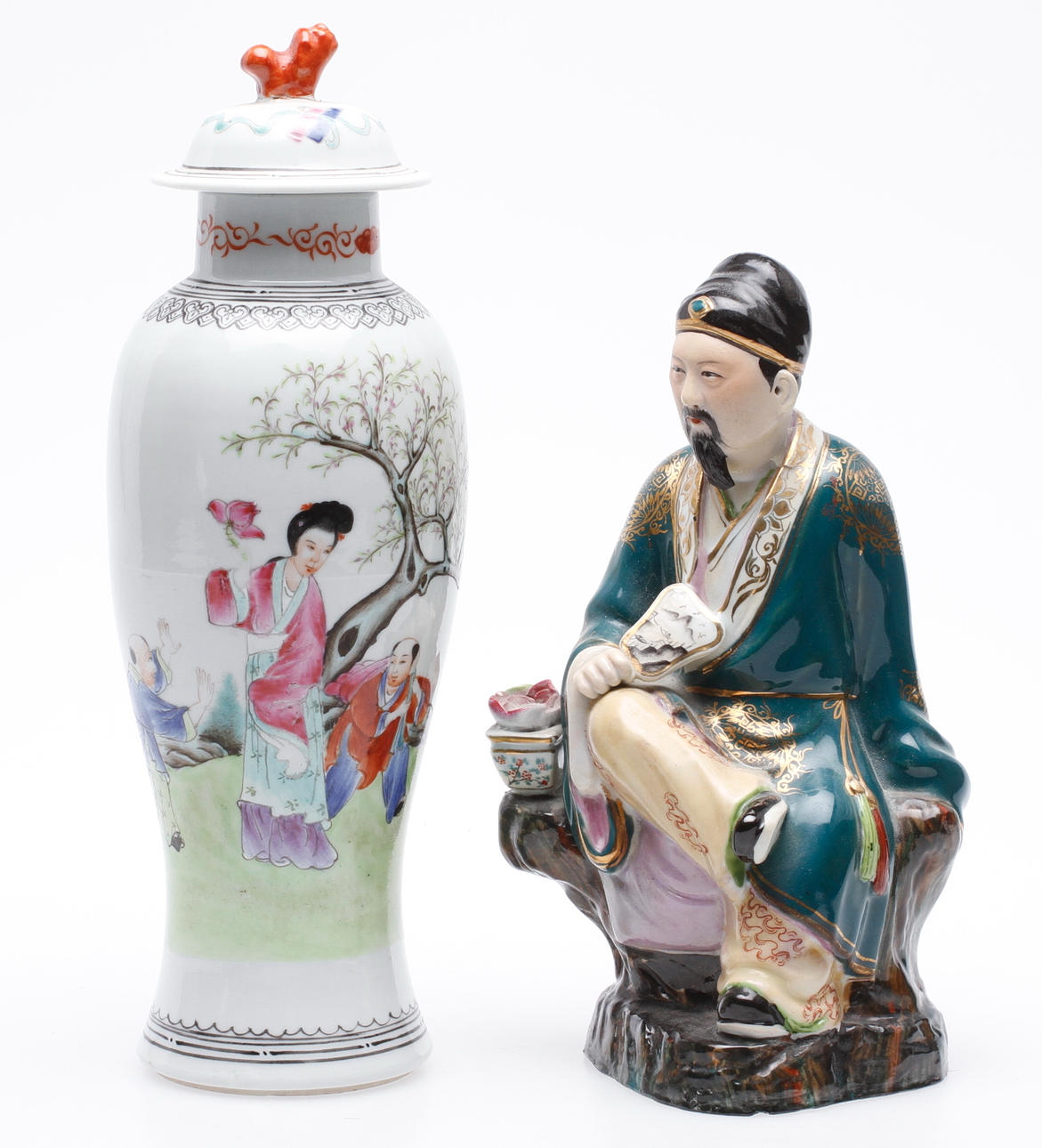 OSTINDISKA FÖREMÅL, 2 delar, porslin.