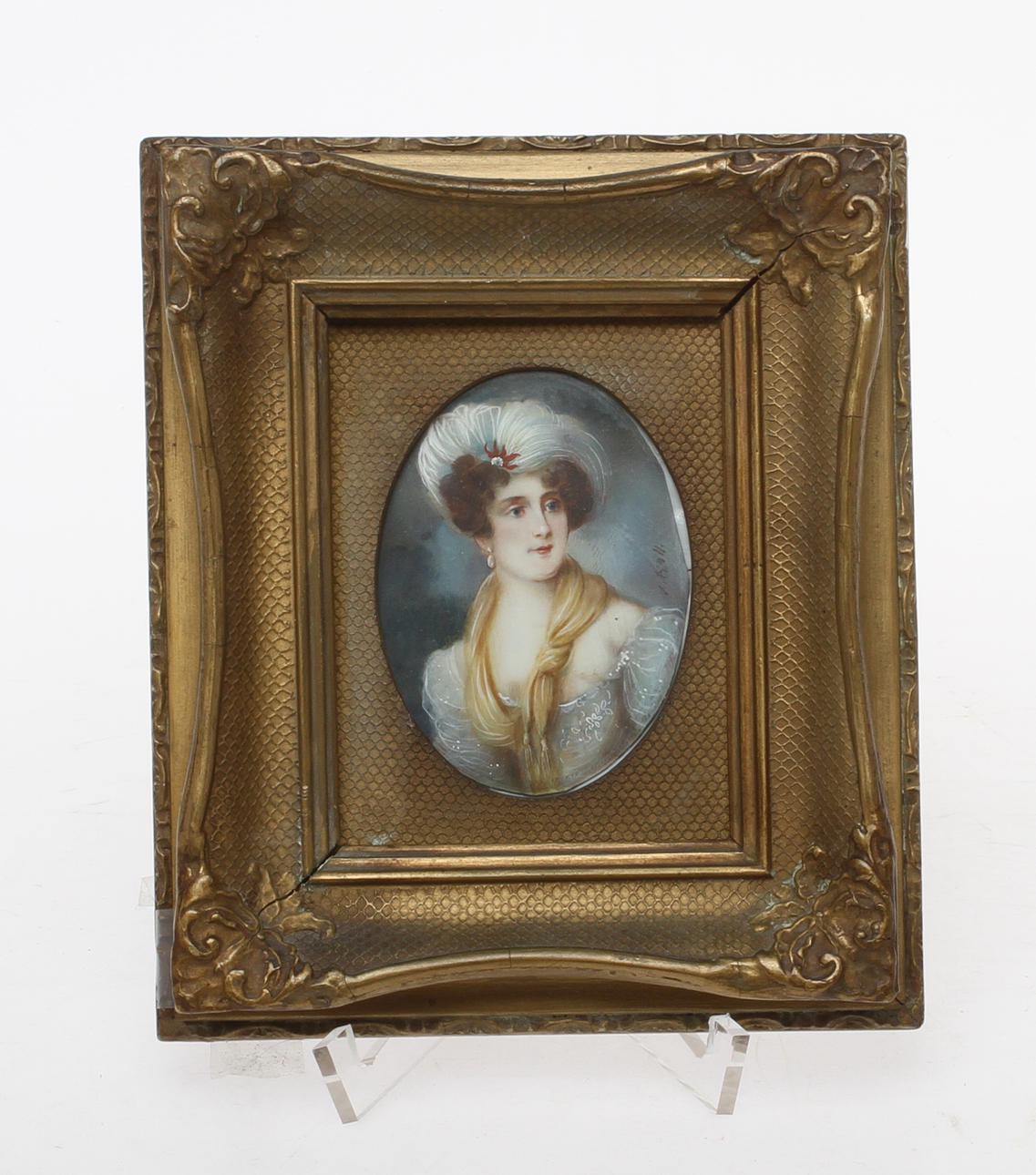 OKÄND KONSTNÄR. Miniatyrmålning, signerad V.Hall.