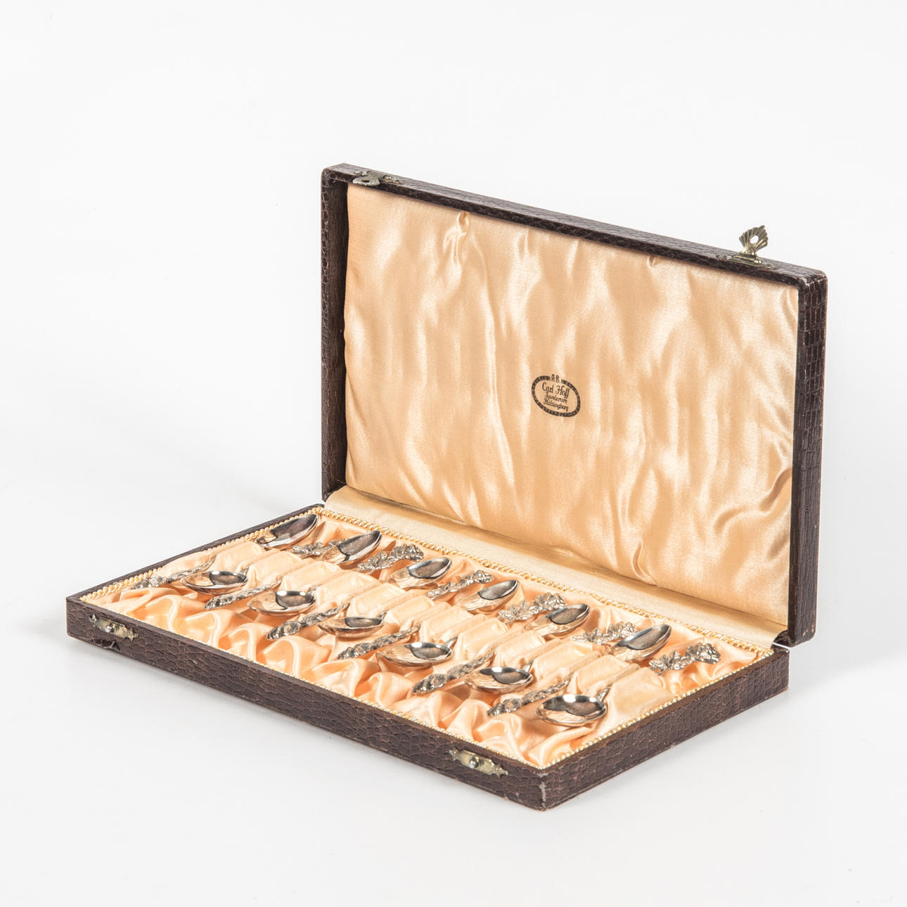 KAFFESKEDAR, 12 stycken, "Rosen", silver.