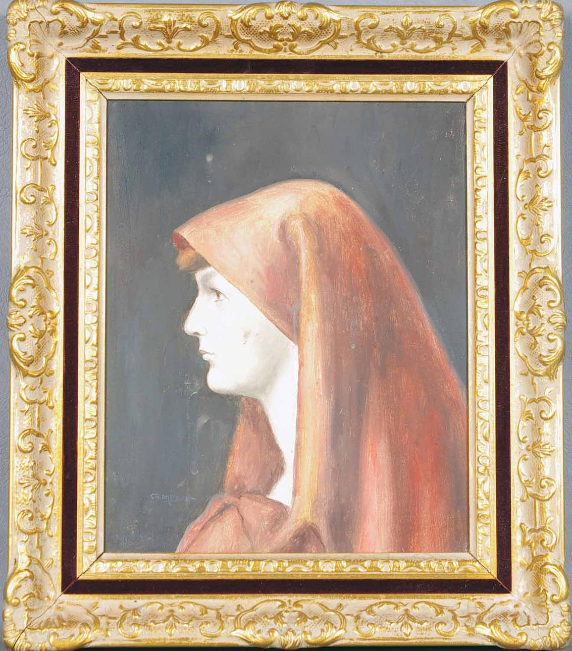 CARL THOMPSON. Kvinnoporträtt, olja på duk.