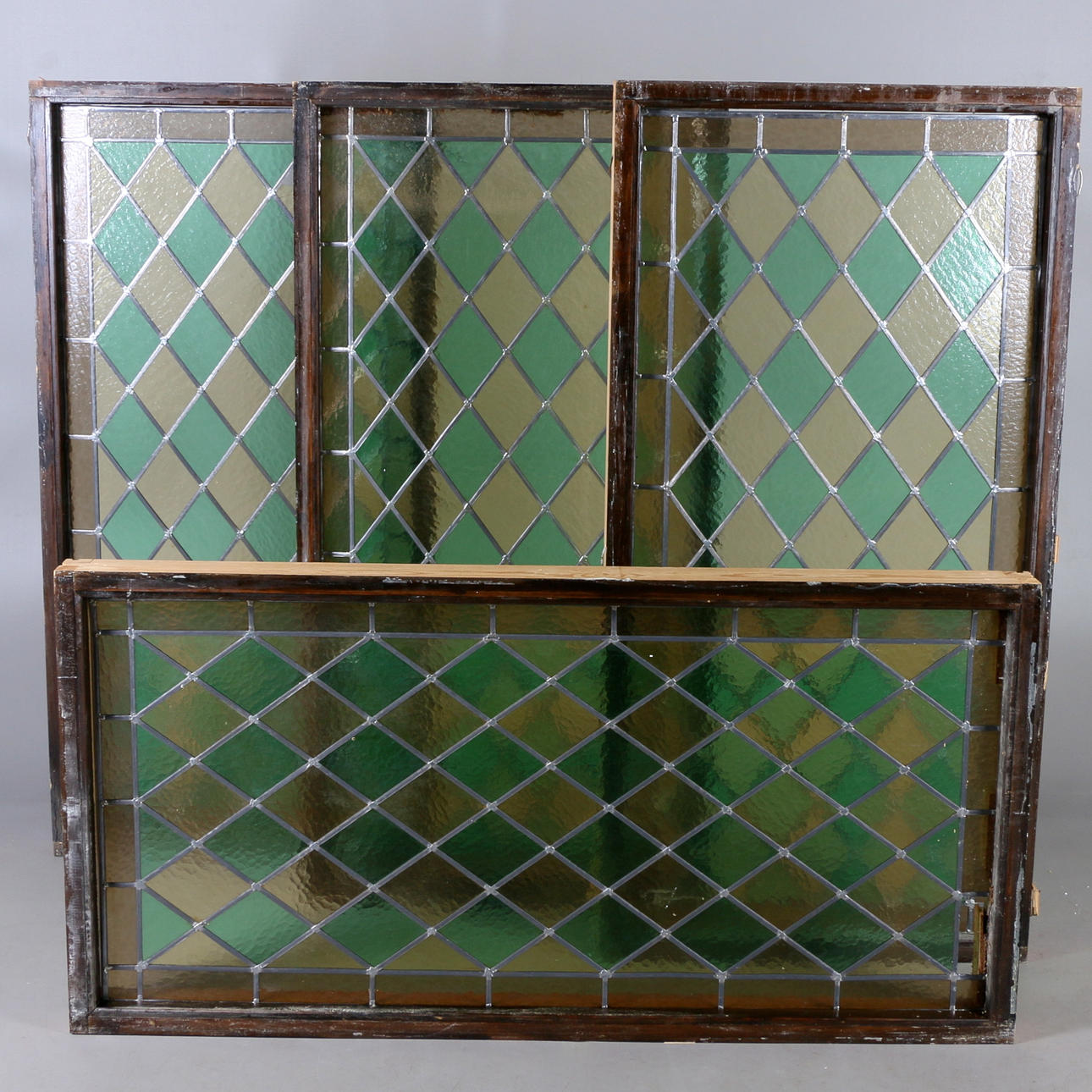 BLY GLAS VINDUER, 4 stk. 1900-tallet.