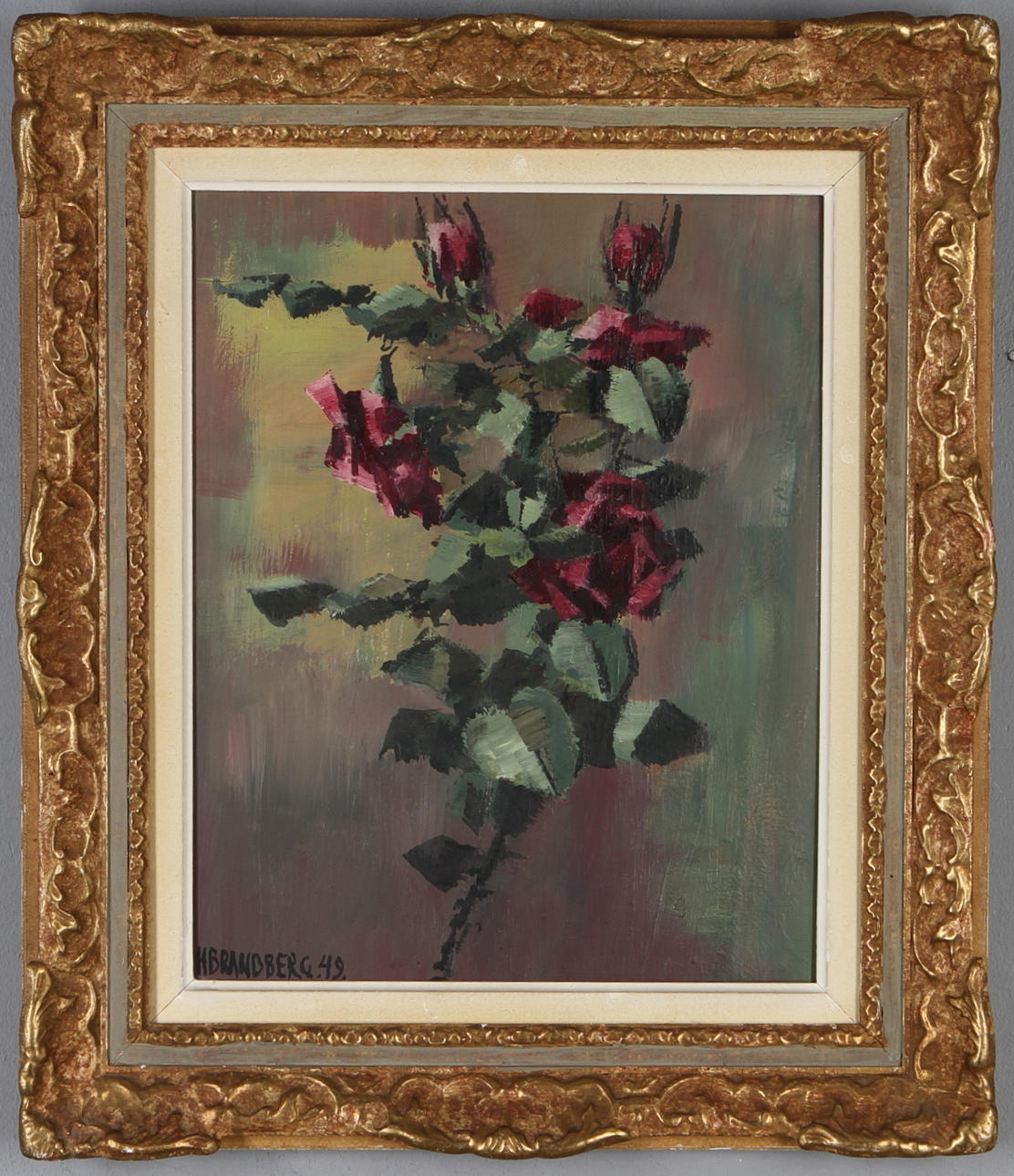 HARALD BRANDBERG. Blomsterstilleben, olja på pannå, signerad och daterad -49.