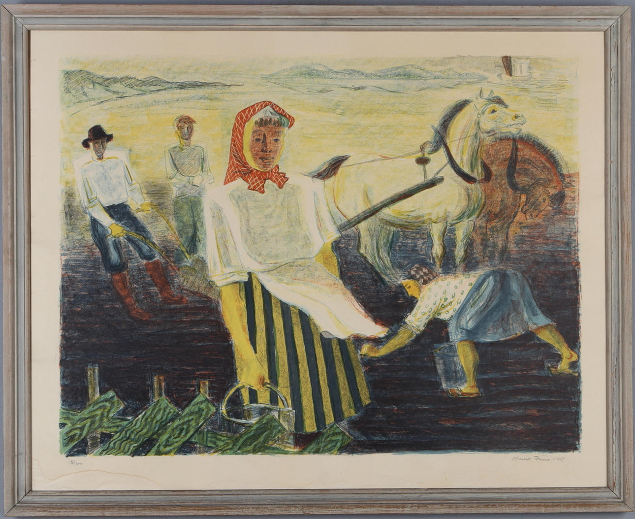 HENRIK FINNE. Lantbrukare, grafiskt blad, signerad dataerad -45, numrering 5/200.