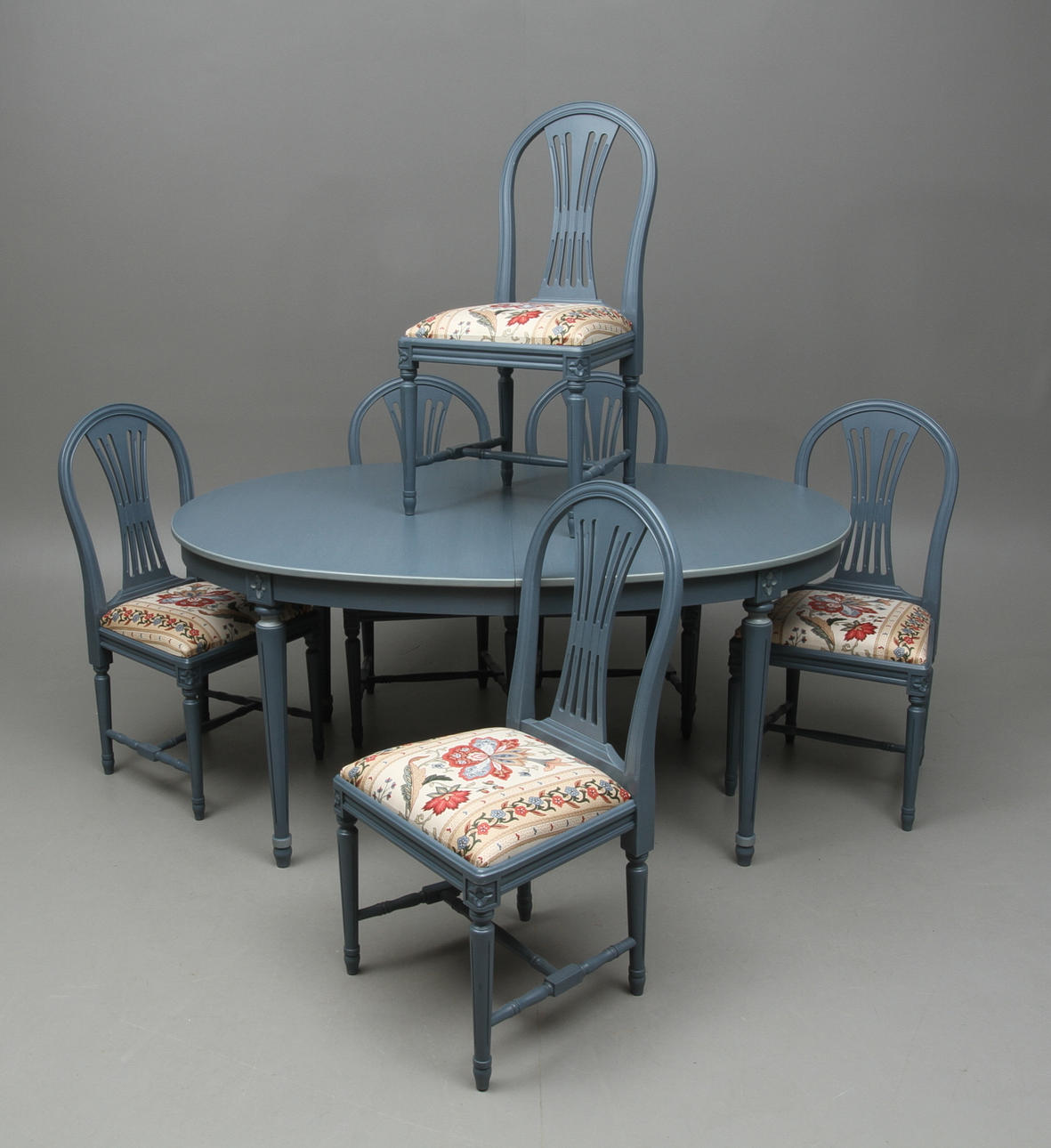 MATSALSGRUPP, 7 delar, gustaviansk stil, "Gamla Sverige", Åmells Möbler.