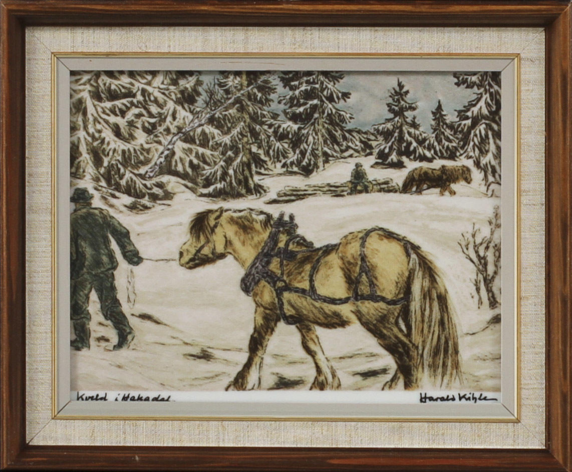 HARALD KIHLE. Lithograph and porcelain plate, signed and numbered 22/260.