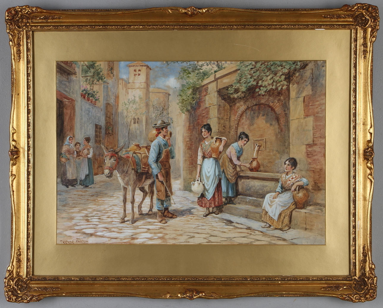 ARTHUR TREVOR HADDON. Vattenhämterskor, akvarell, signerad.