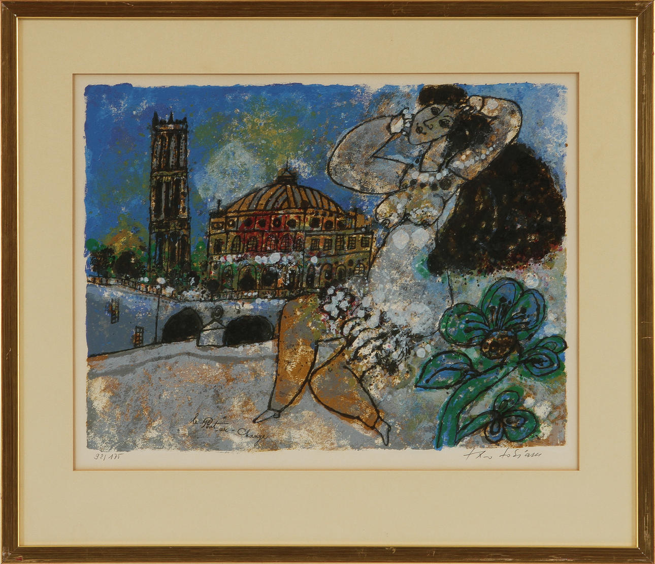 TEO TOBIASSE. "Le Pont au Change" Färglitografi, signerad och numrerad 92/175.