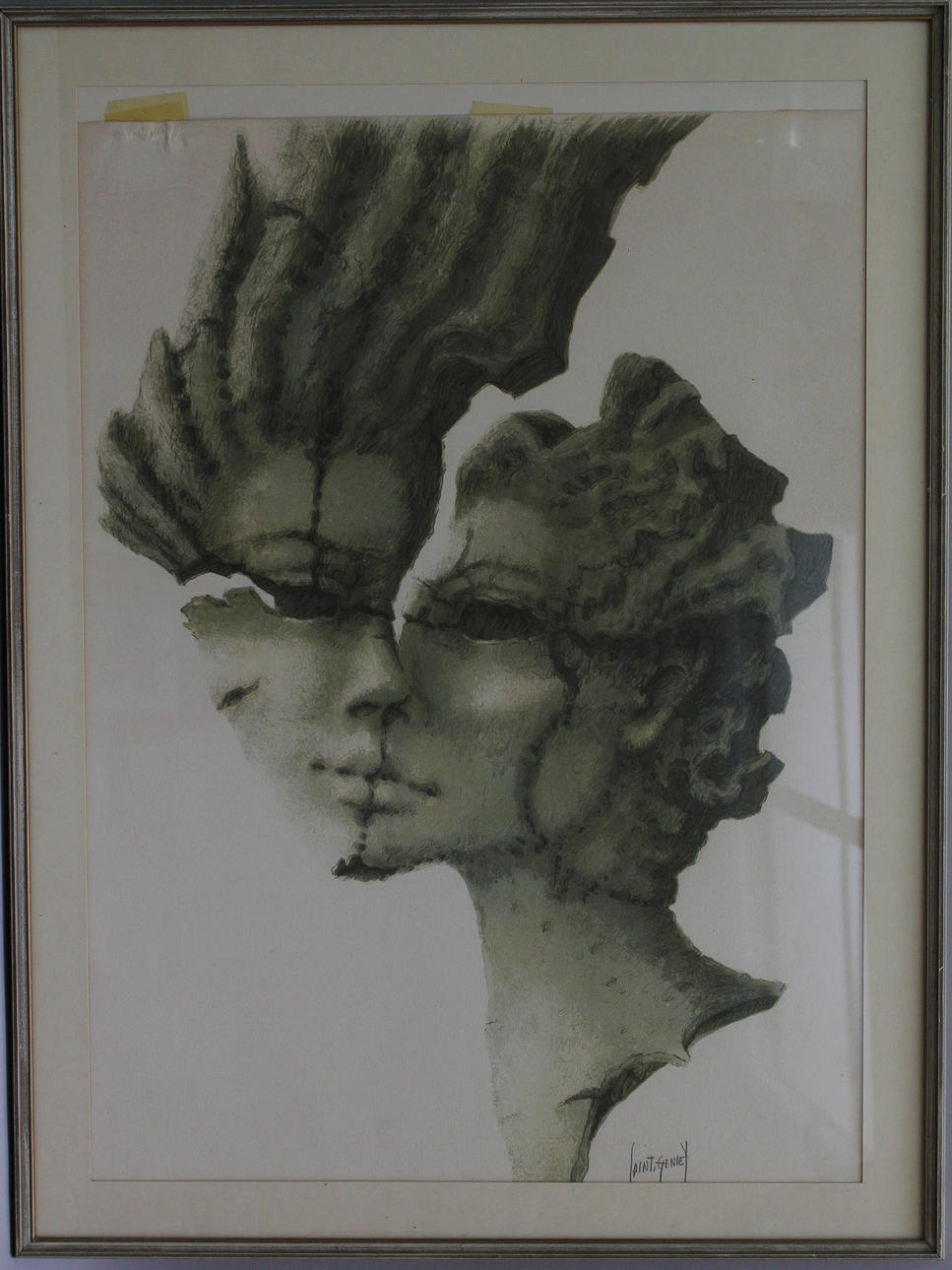 FRANCIS DE SAINT-GENIES. Ansikten. Färglitografi. Signerad. Saint-genie.