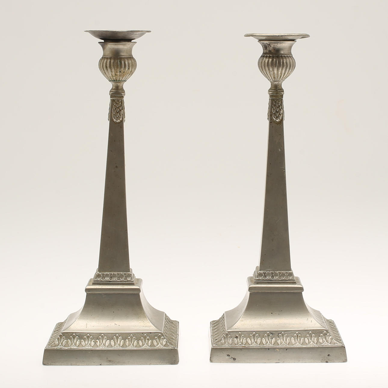 CANDLESTICKS, a pair, pewter, Nils Justelius, Eksjö 1813.