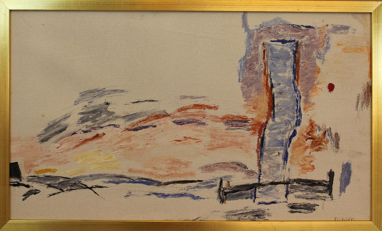 STAFFAN NIHLÉN. Komposition. Olja på duk. Signerad Nihlén.