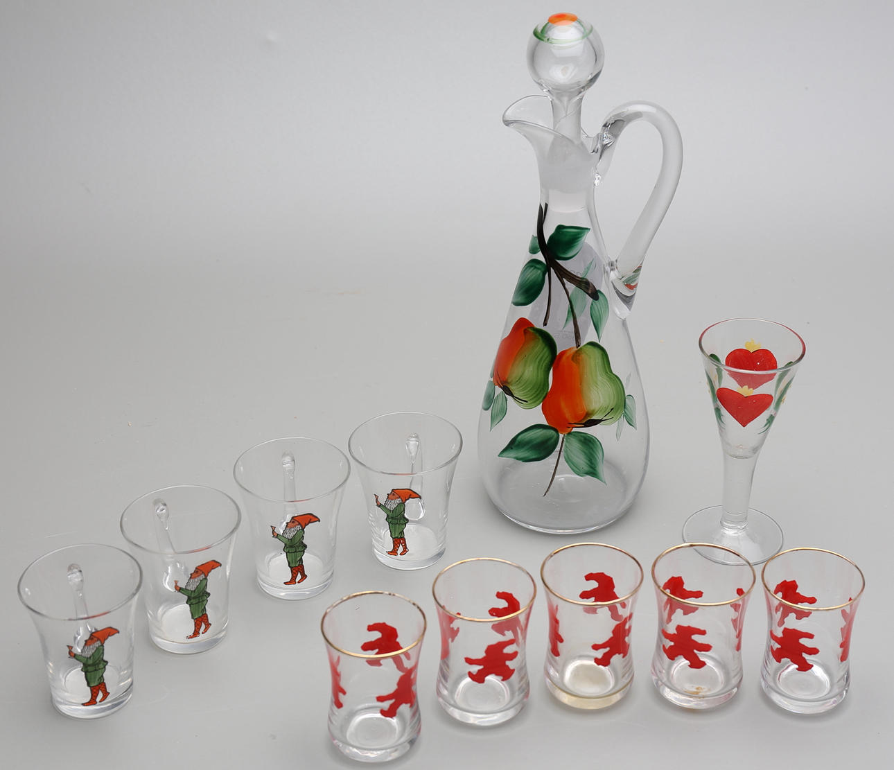 KARAFF, GLAS, 11 delar. 1900-tal.