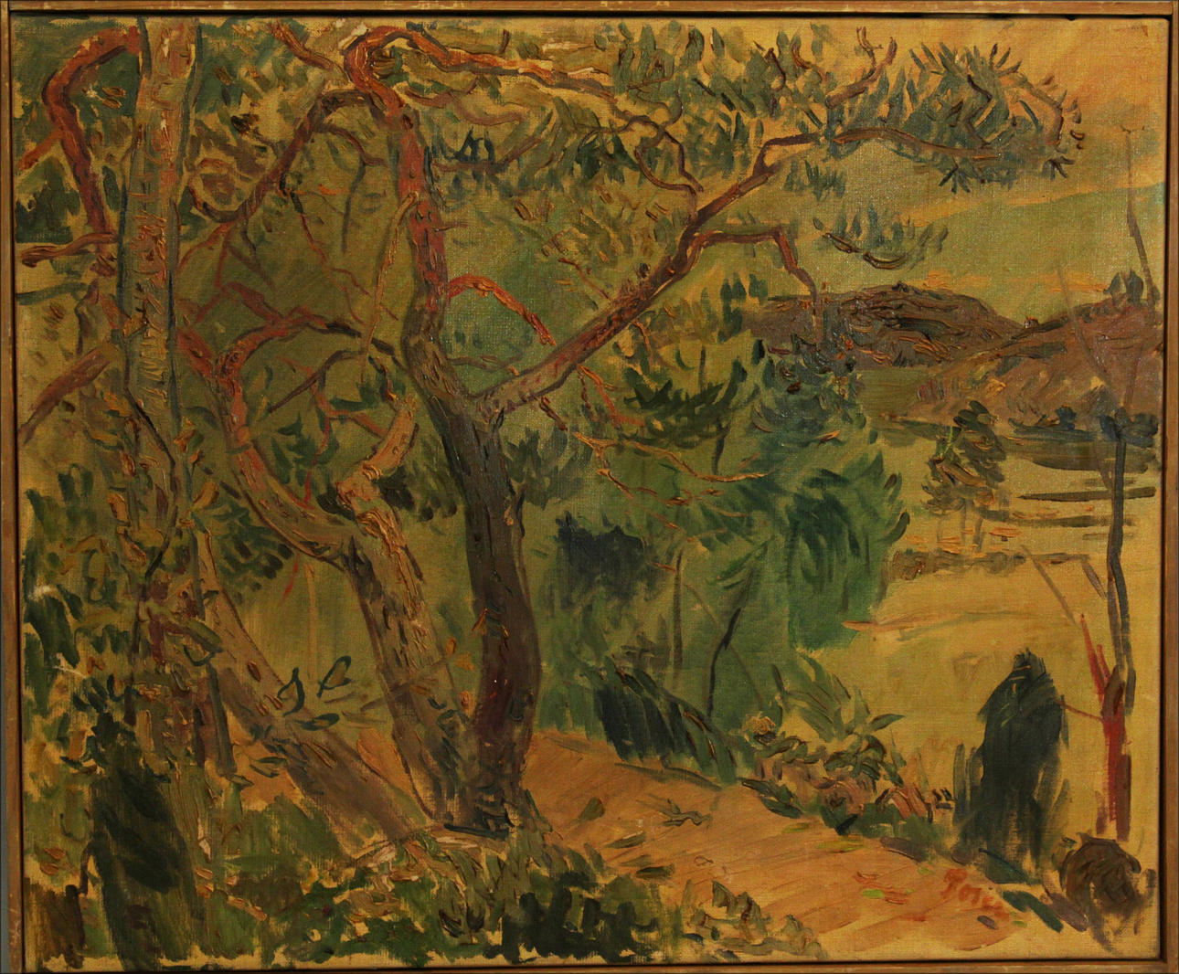 MARTIN POSER. Skogslandskap. Olja på duk. Signerad Poser.