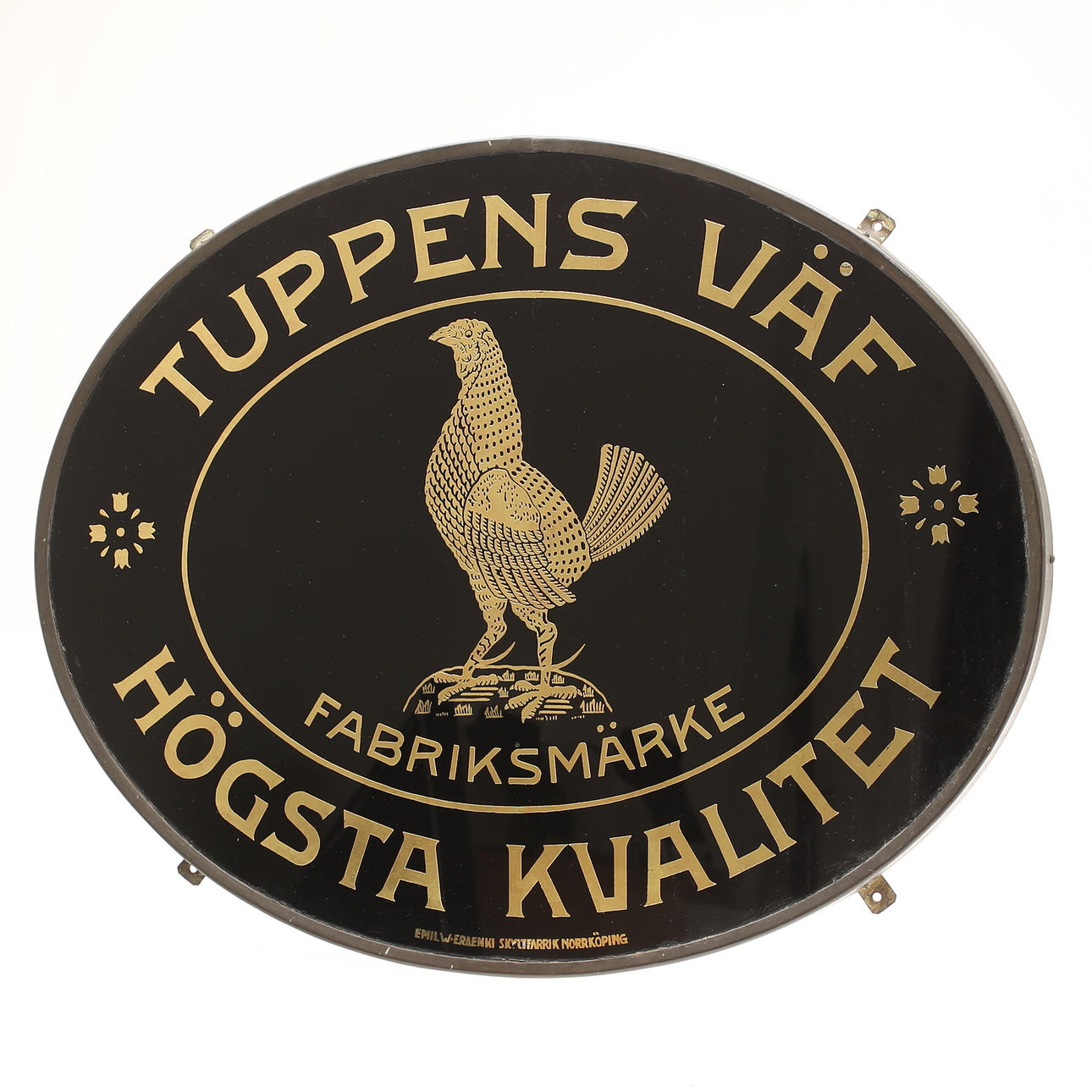 SIGN, "Tuppens Väververi Norrköping".