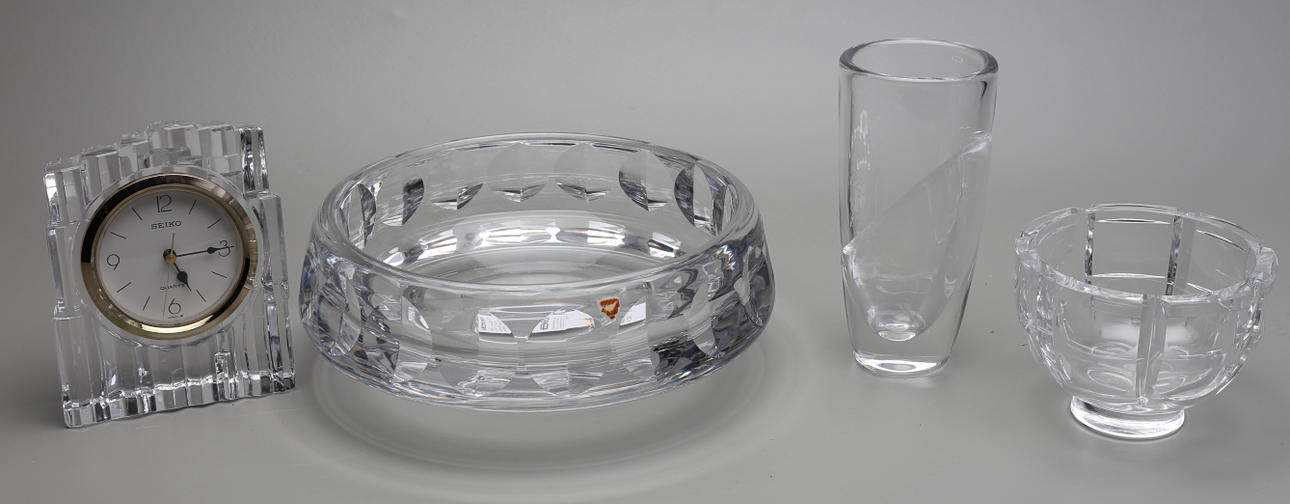 SKÅLAR, VAS, KLOCKA, kristall, bla Orrefors.