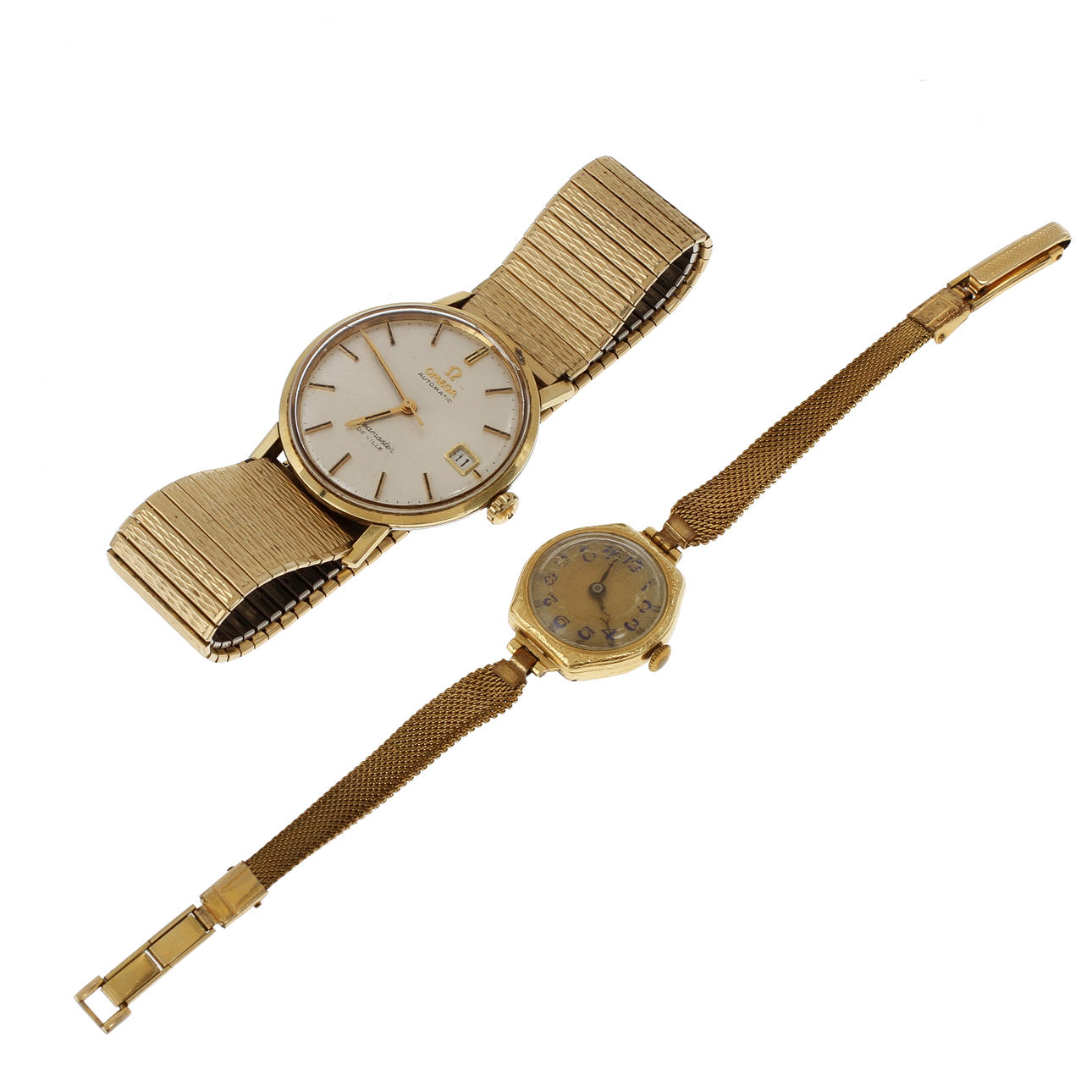 ARMBANDSUR, 2 st, Omega Seamaster De Ville och damarmbandsur.