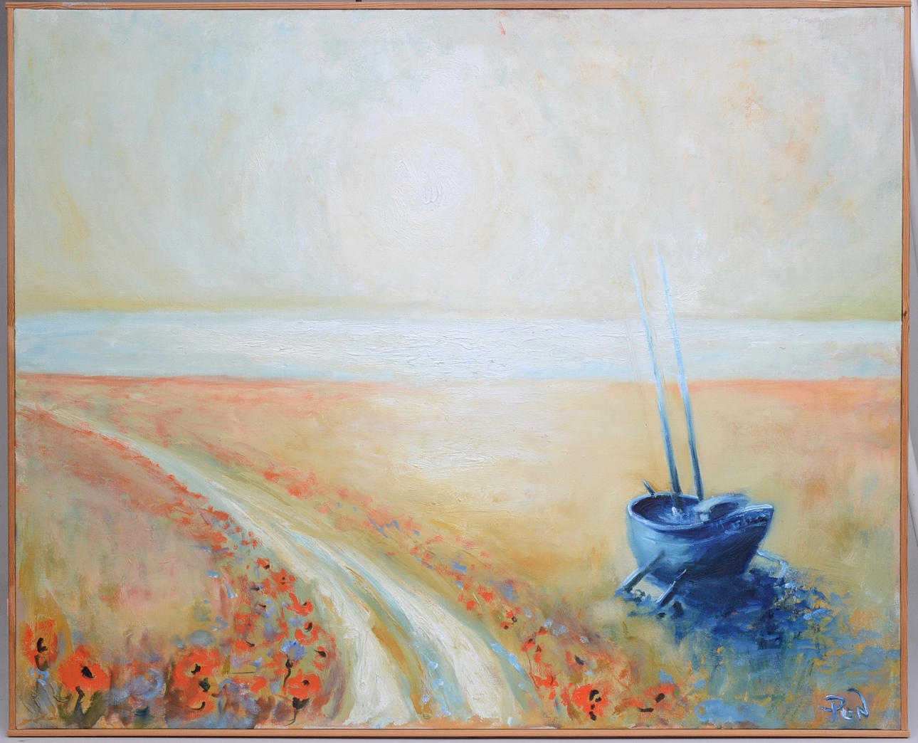 PETTER LINDHE NILSSON, VÄSTERVIK. Kustlandskap med båt.