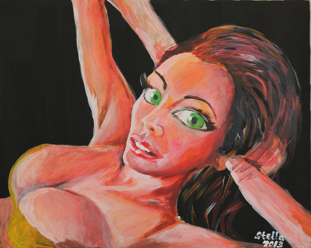 STELLA BORG. Modell. Akryl på duk. Signerad.