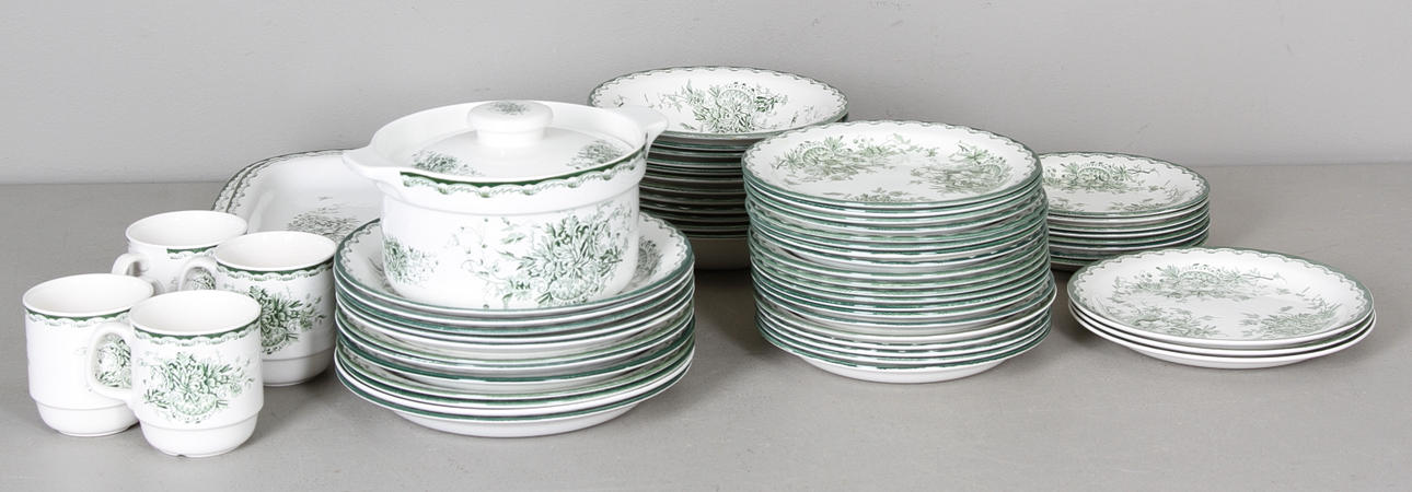 SERVISDELAR, 62 delar, "Gröna Anna", Rörstrand.