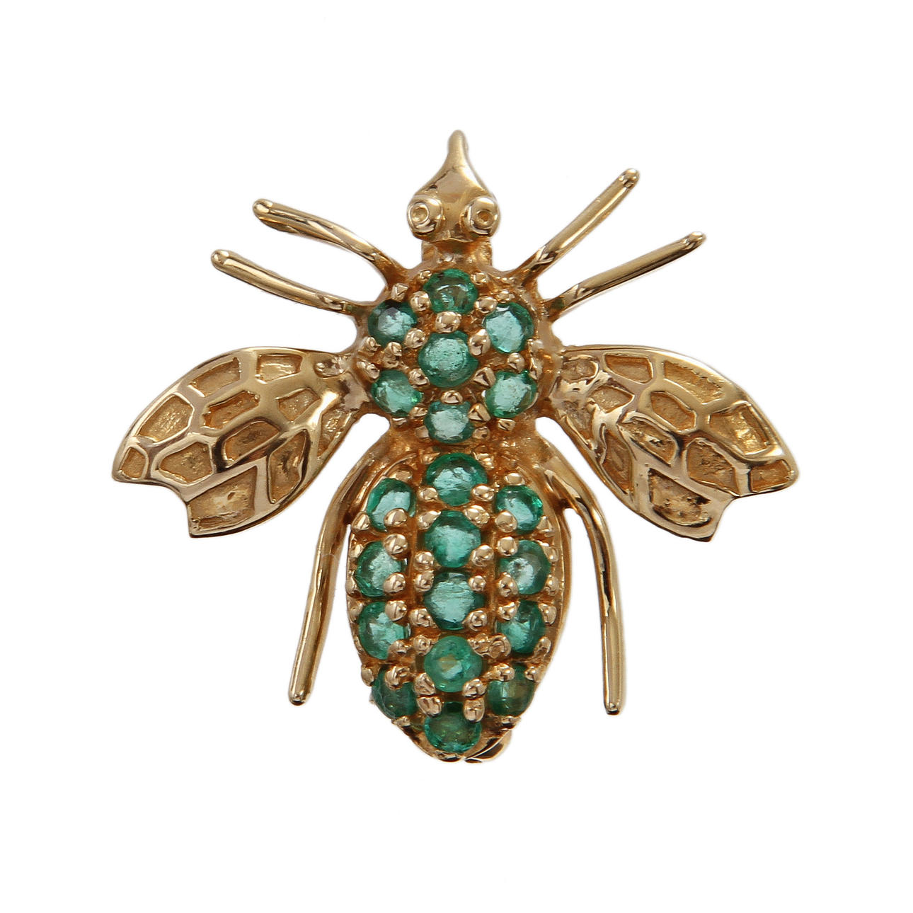 BROSCH, 14k guld med smaragder, 2,6 gram.