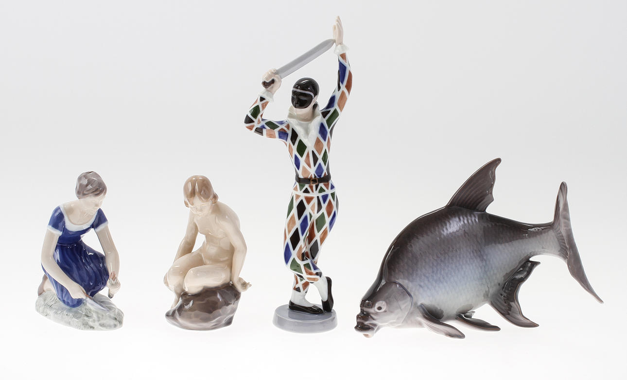 FIGURINER, 4 st, porslin. Bing & Gröndahl och Royal Copenhagen.