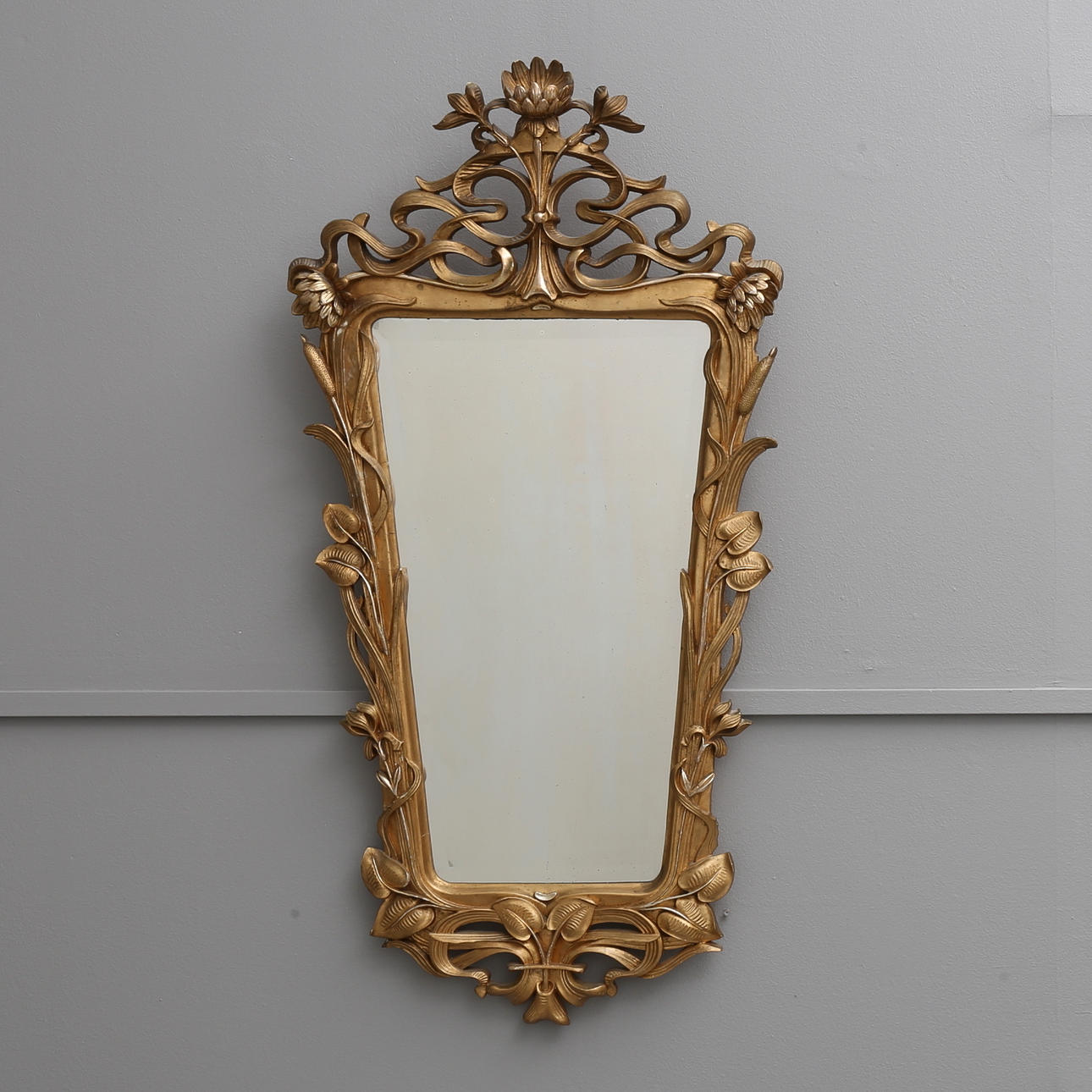 MIRROR ART NOUVEAU, GOLD-PLATED.