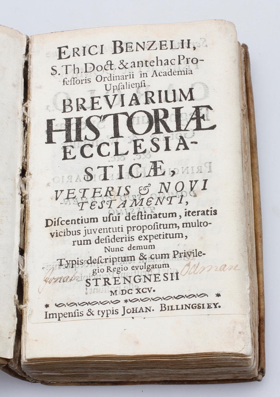 BOK, Breviarium historiae ecclesi-sticae, Erici Benzelii, Uppsala 1695.