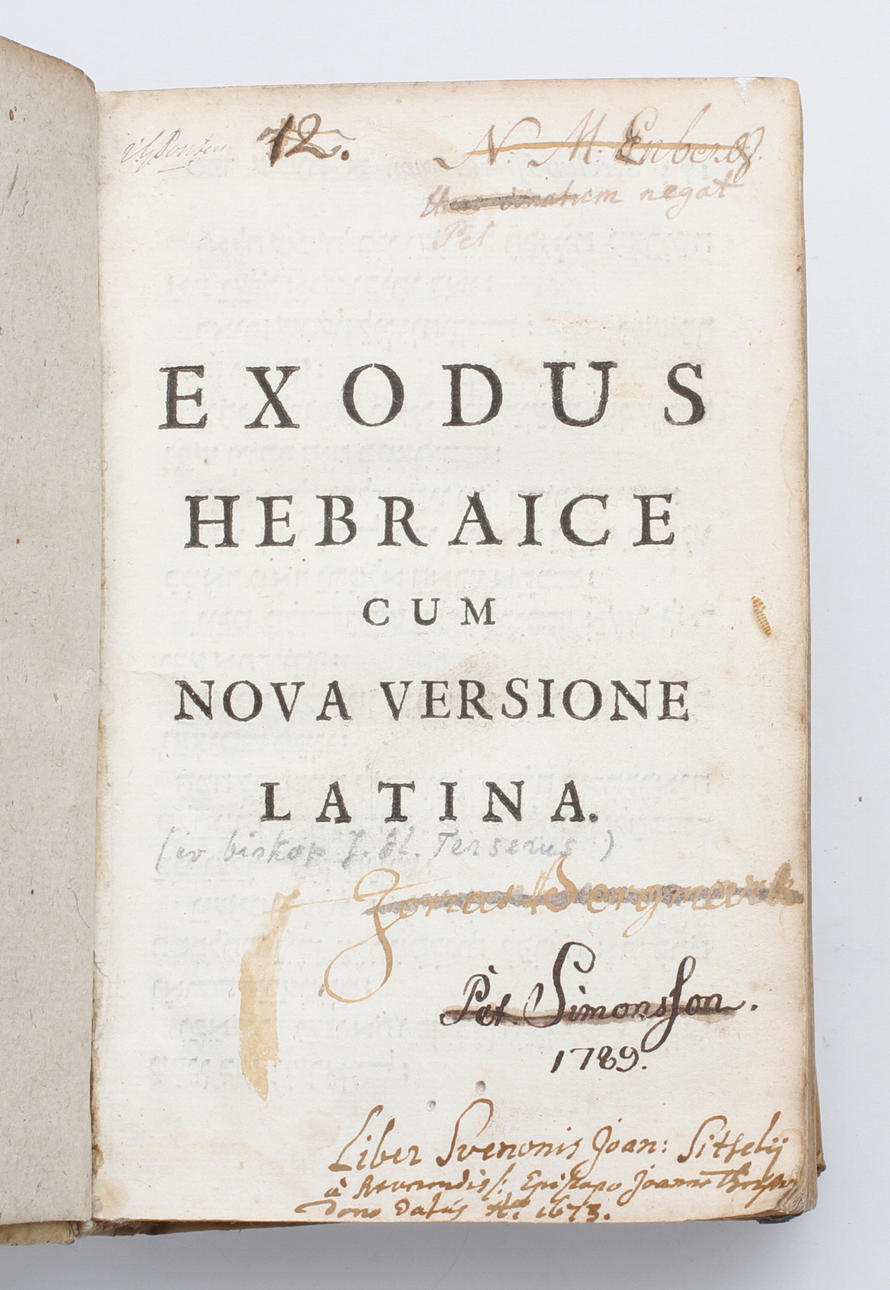 BOK, Exodus hebraice cum nova versione latina. 1600 tal.