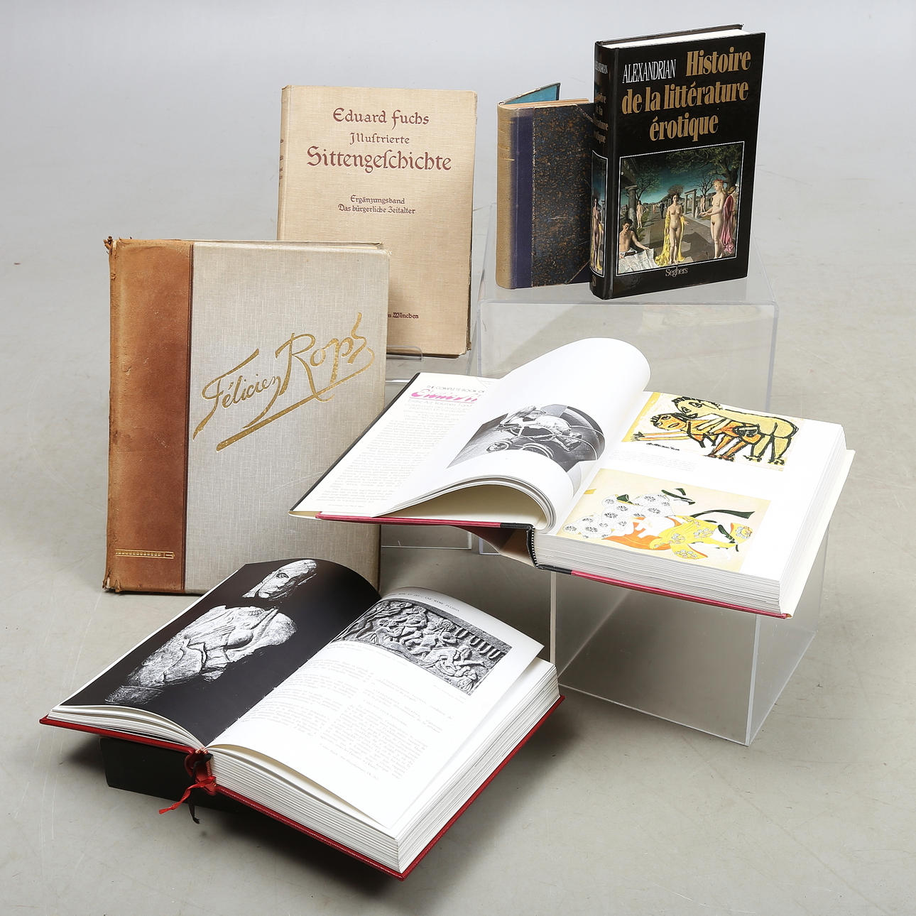 BØGER, 6 stk., tema "Erotik", 1900-tallet.