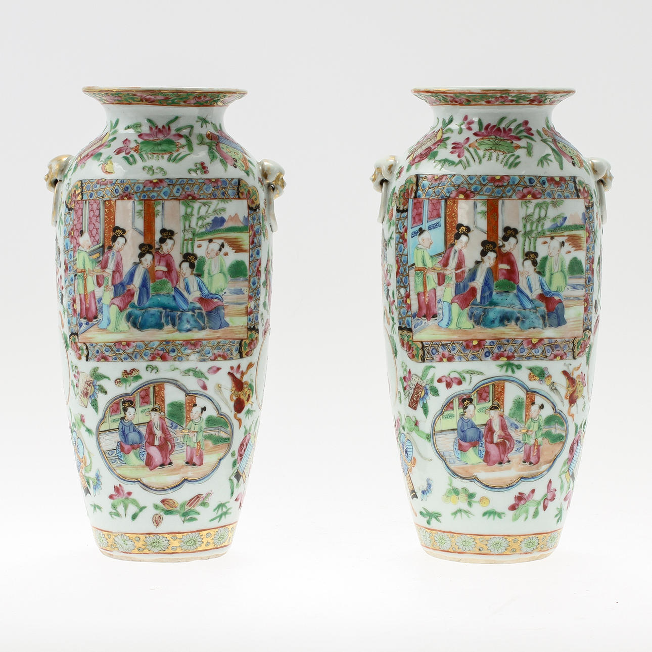 URNOR, ett par, porslin, Kina, Kanton, 1800/1900-tal.