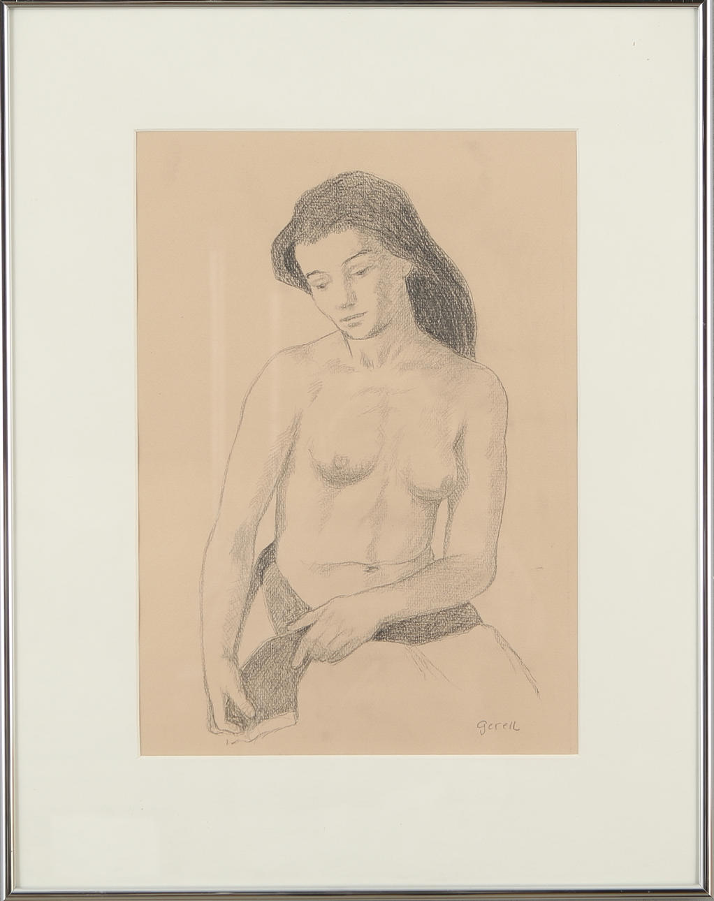 GRETA GERELL. Nude, pencil, signed.