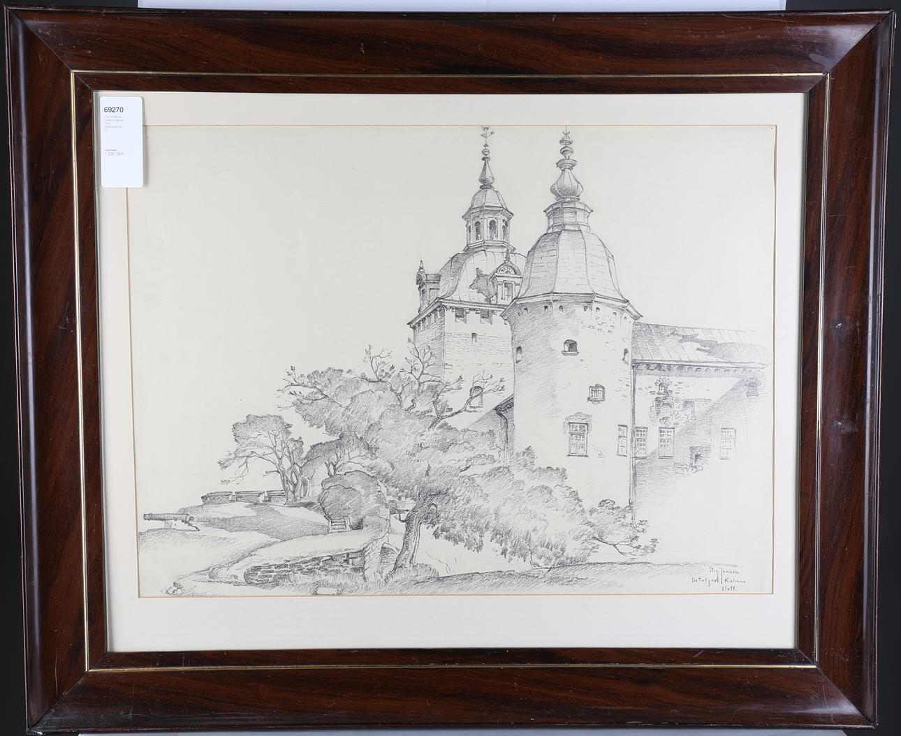 STIG JONZON. "Detalj av Kalmar Slott", Blyertsteckning.