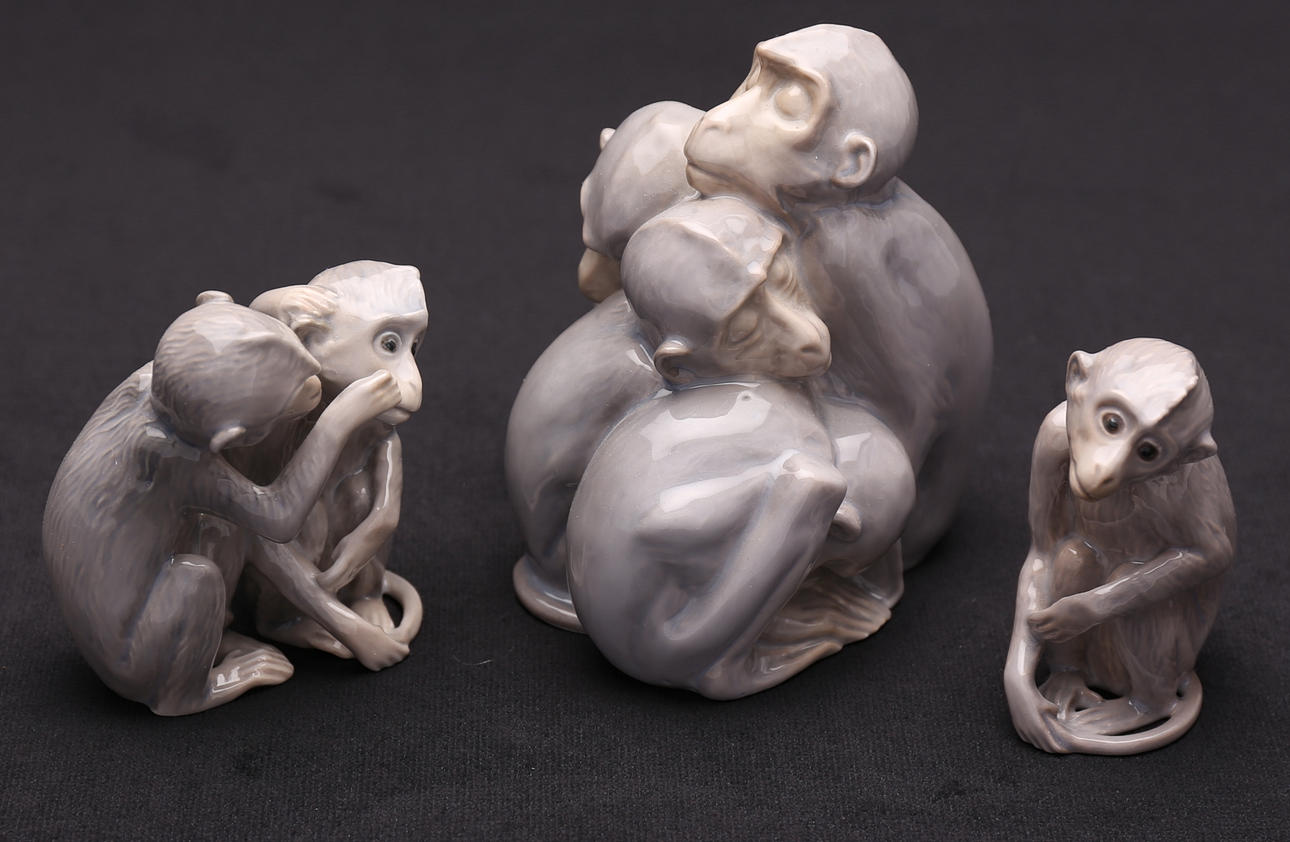 FIGURINER, 3 st, porslin, Bing & Gröndahl.