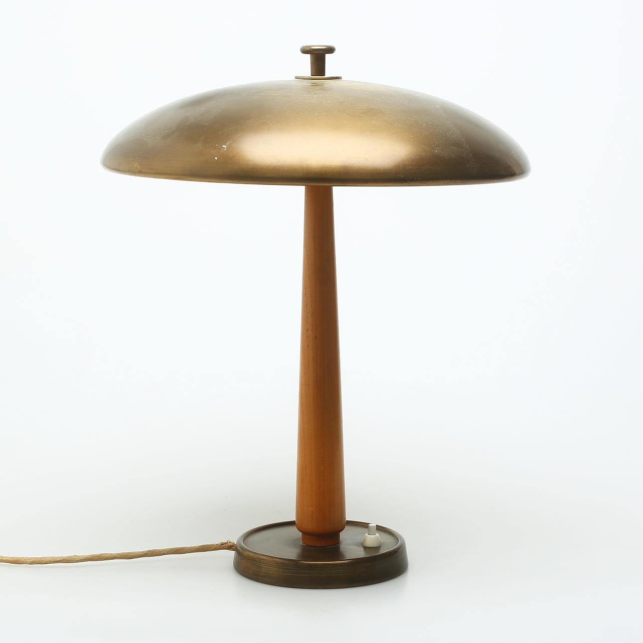 TABLE LAMP, brass and wood, 30s/40s.