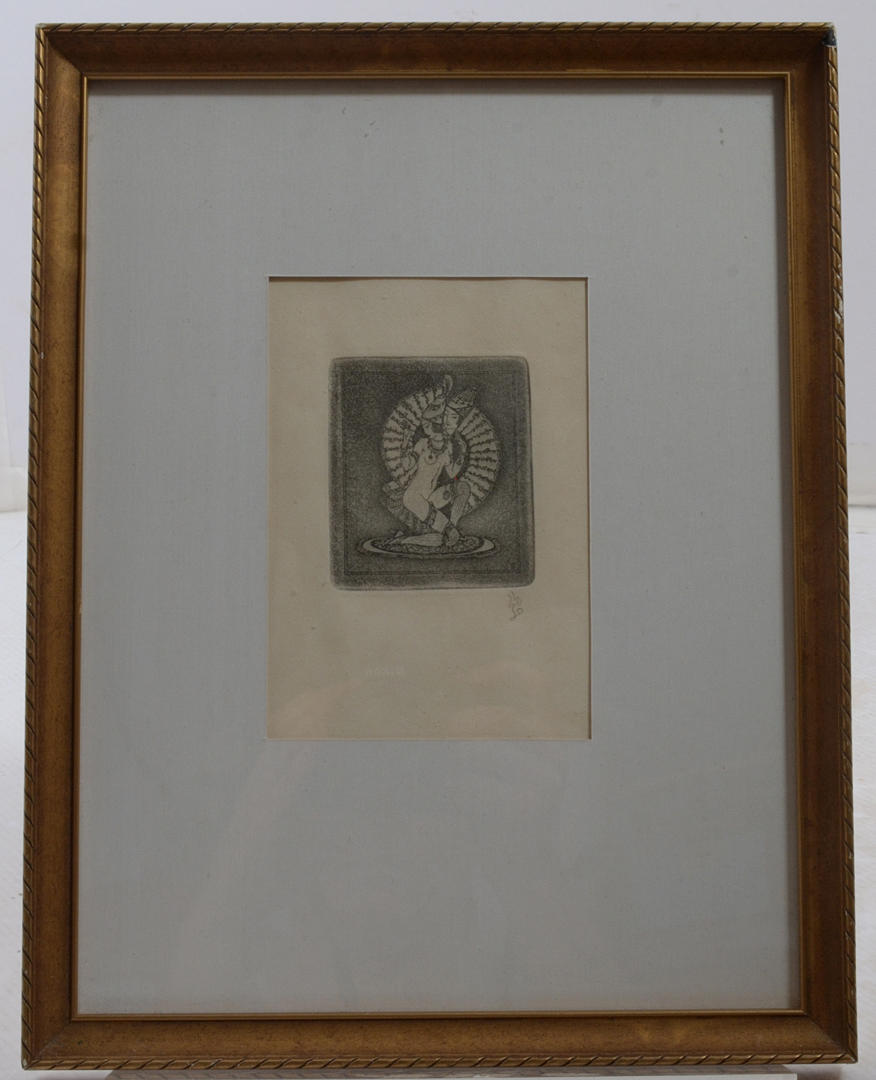 GERHARD HENNING. Two dancers, monogram signed, aquatint etching.
