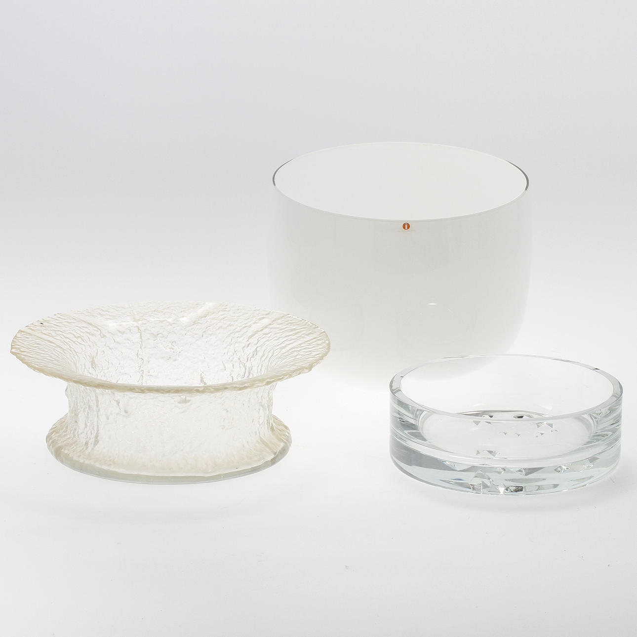 SKÅLAR, glas, 3 st, Iittala, Bl a Wirkkala och Sarpaneva.