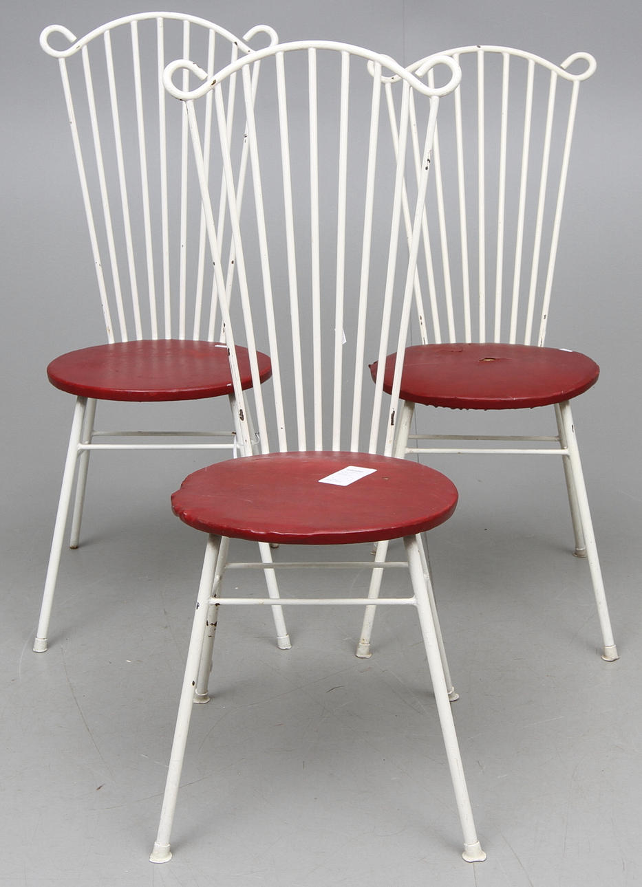 TRÄDGÅRDSSTOLAR, 3 st. 1950-tal. Bjärnums Slöjdfabrik AB.