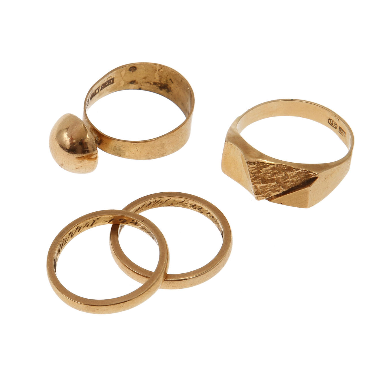 RINGAR, 4 st, 18k guld, 12,5 gram.