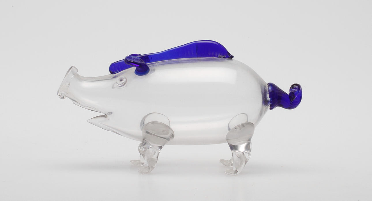 FLASKA, glas, sk fyllesvin, 1900-tal.