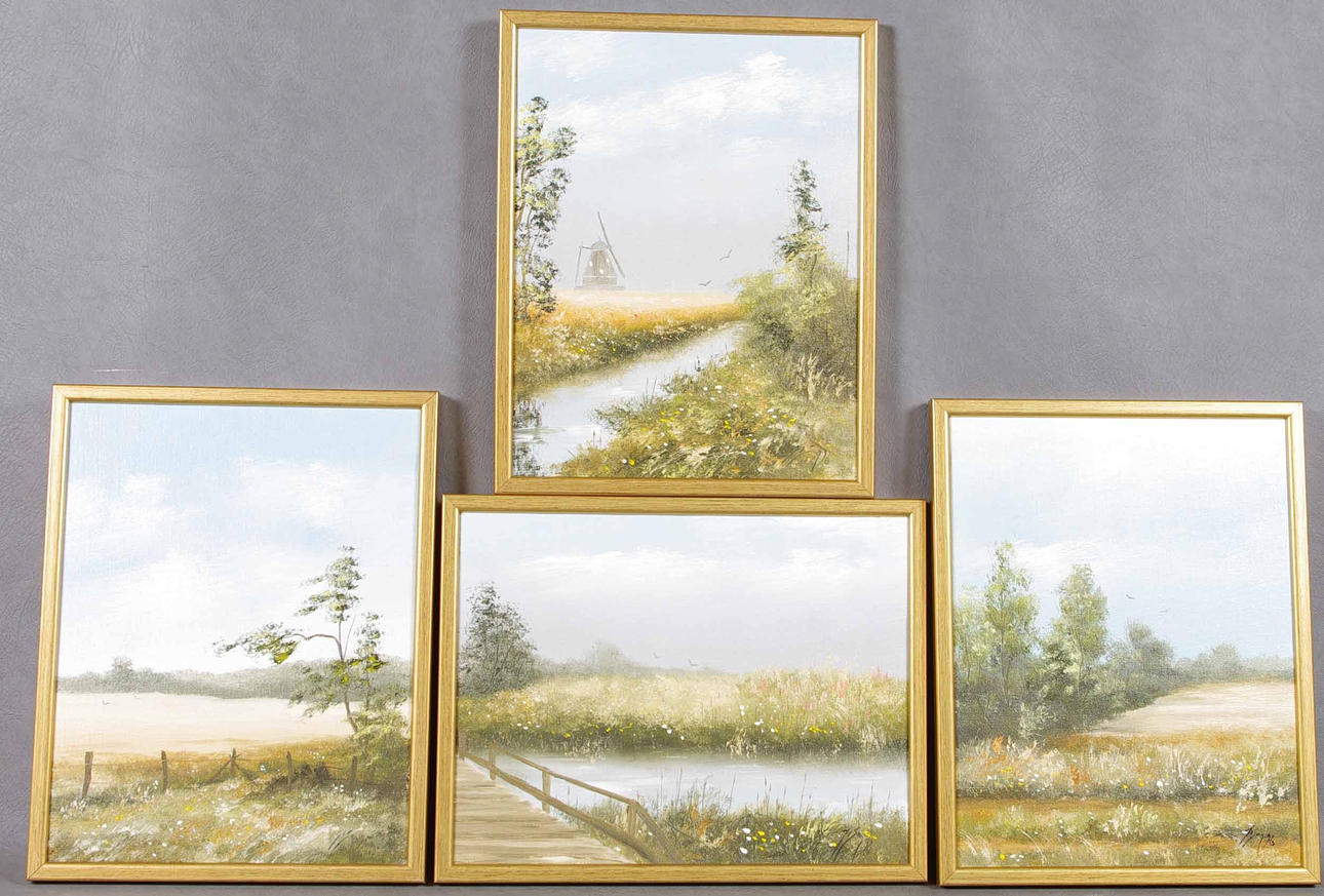 INGVAR STENDAHL. landskap, 4 stycken oljemålningar på duk.