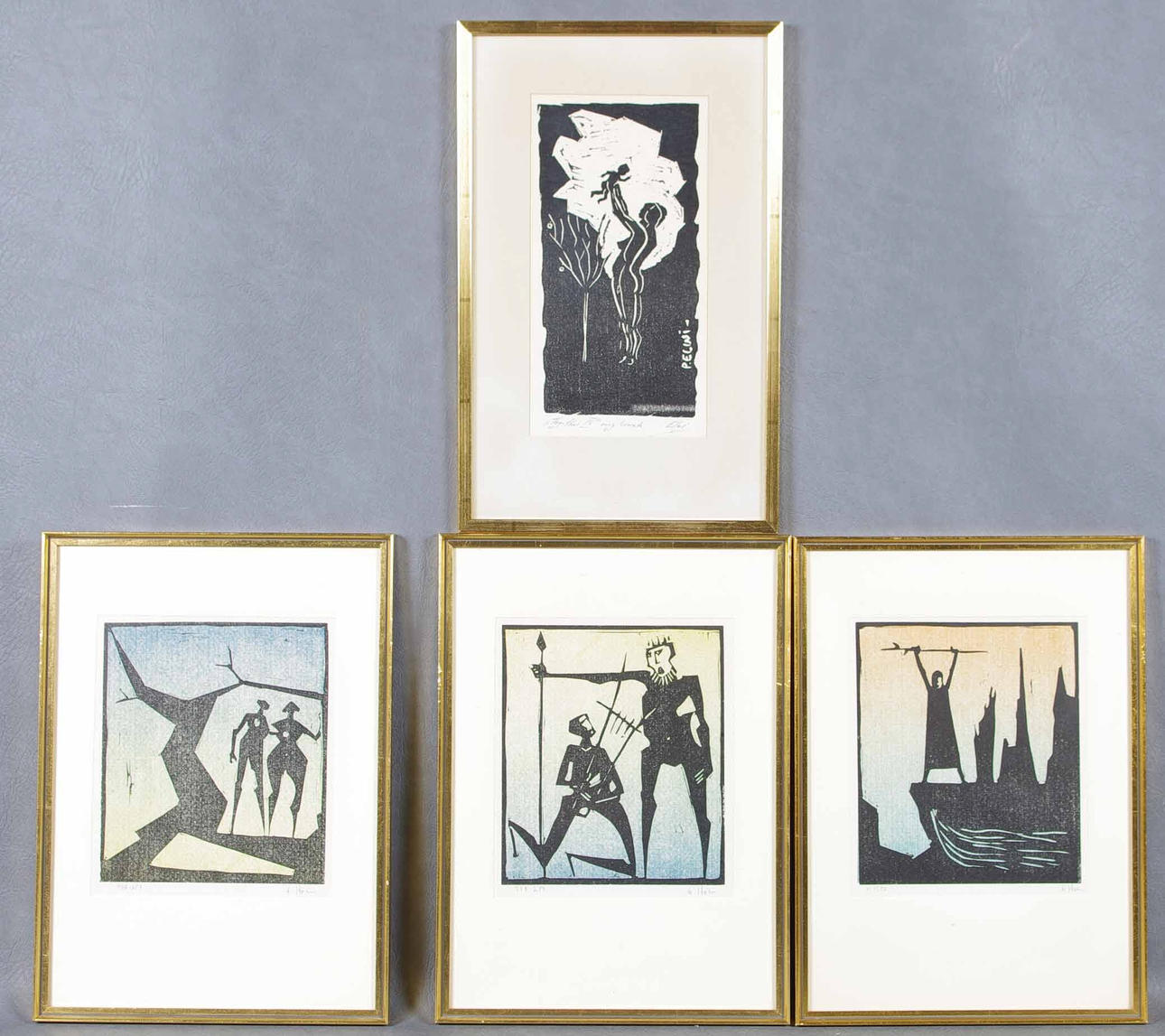 LINOLEUMSNITT, 3 Åke Holm samt 1 P. Elwi.