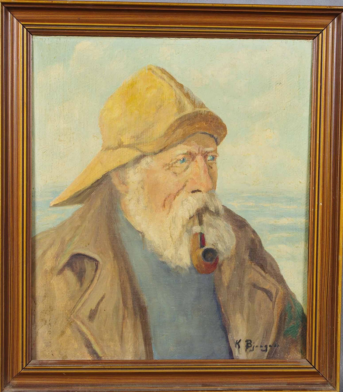 OKÄND KONSTNÄR. fiskargubbe, olja på duk.