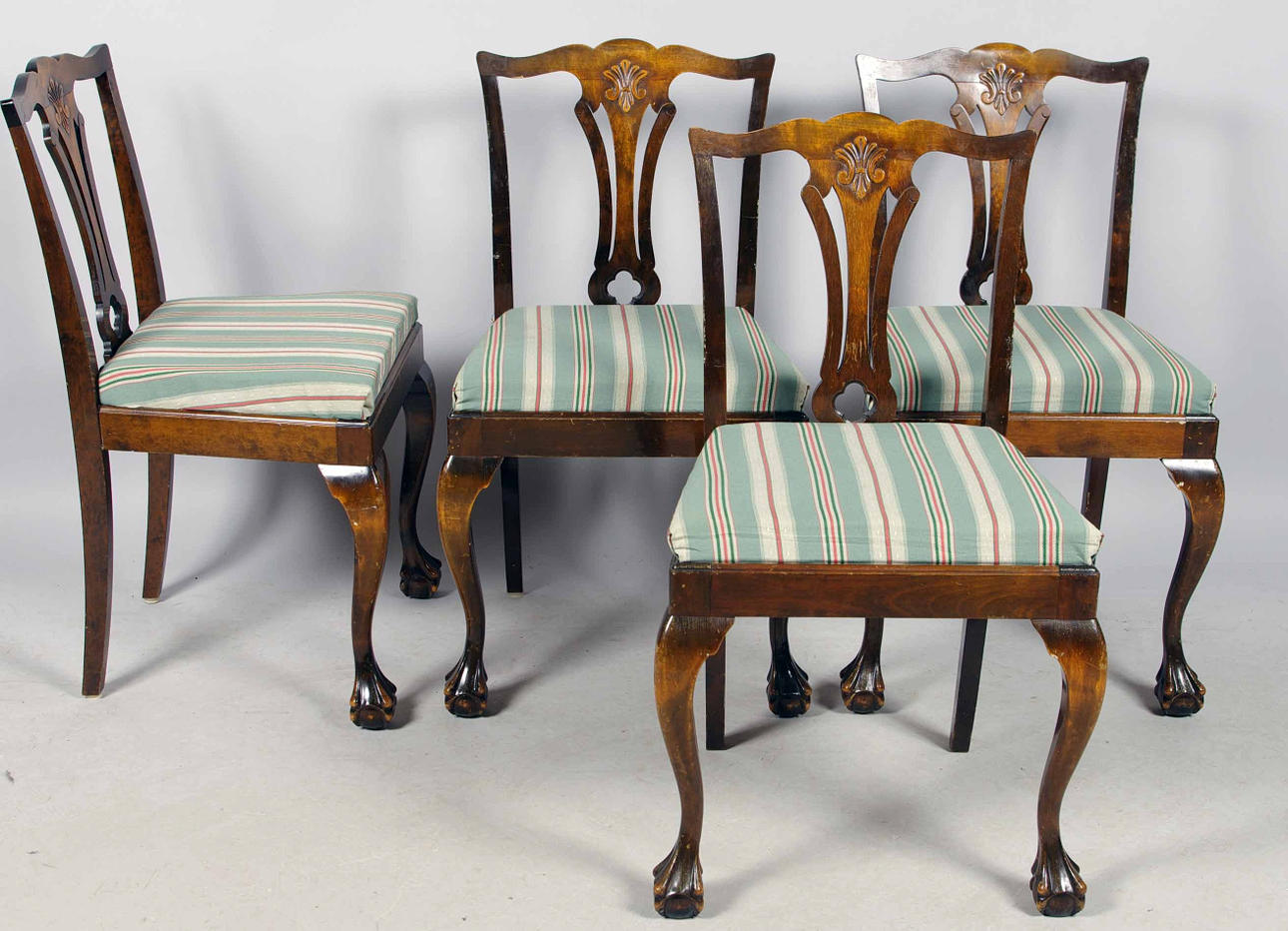 STOLAR, 4 stycken, björk, chippendalestil.