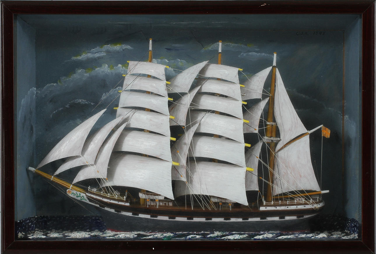 SKEPPSMODELL, signerad C.J.A 1945.