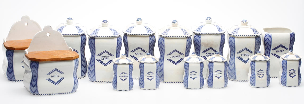 SPECERI-OCH KRYDDUPPSATS, 15 delar, Gustafsberg.