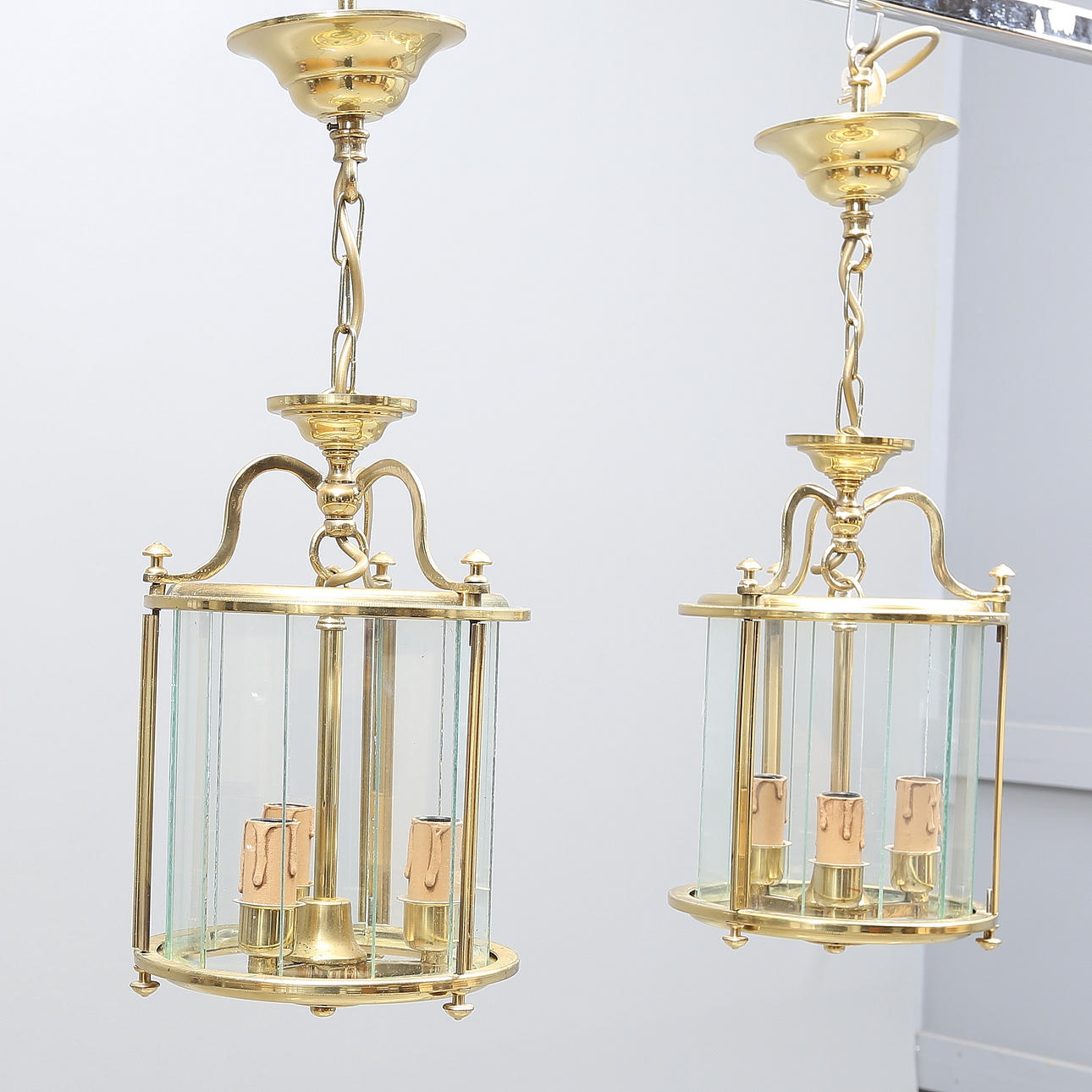 HALL CANDLE, 1 pair, brass, 1900s.